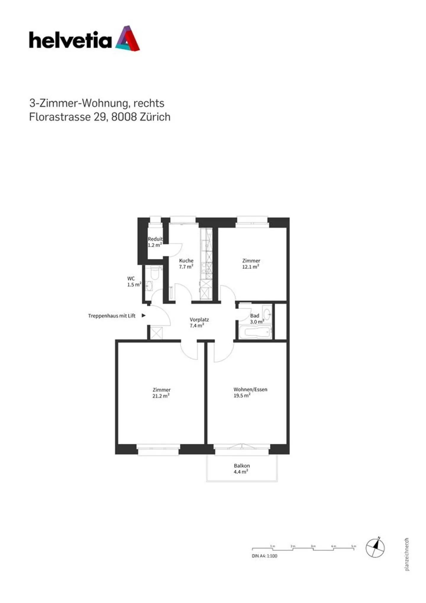 Affitta un appartamento di 3 stanze a Zurigo - Foto 7 di 8