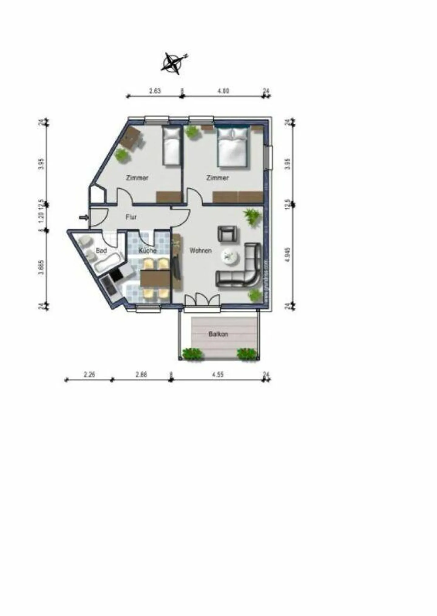 Quiet 3-room apartment on the 3rd floor, near swimming pool - Photo 10 of 10