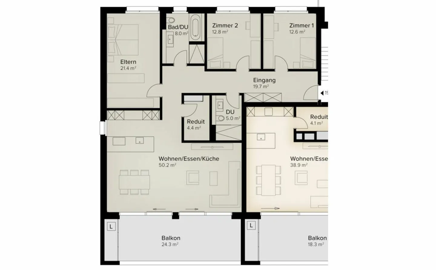 177 m² | Appartamento 4.5 stanze al piano superiore | Prima occupazione - Foto 10 di 12