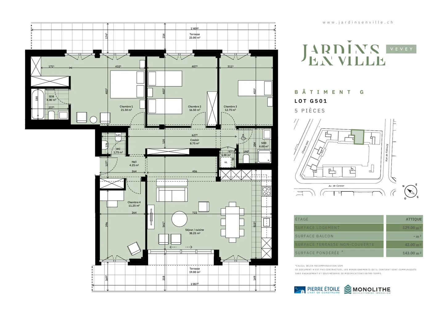 Penthouse avec 5,5 pièces et terrasses de 42 m² - Photo 7 sur 7