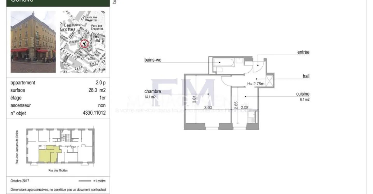 Rue des Grottes ? 2 rooms of approx. 28 m² on the 1st floor - Photo 4 of 4