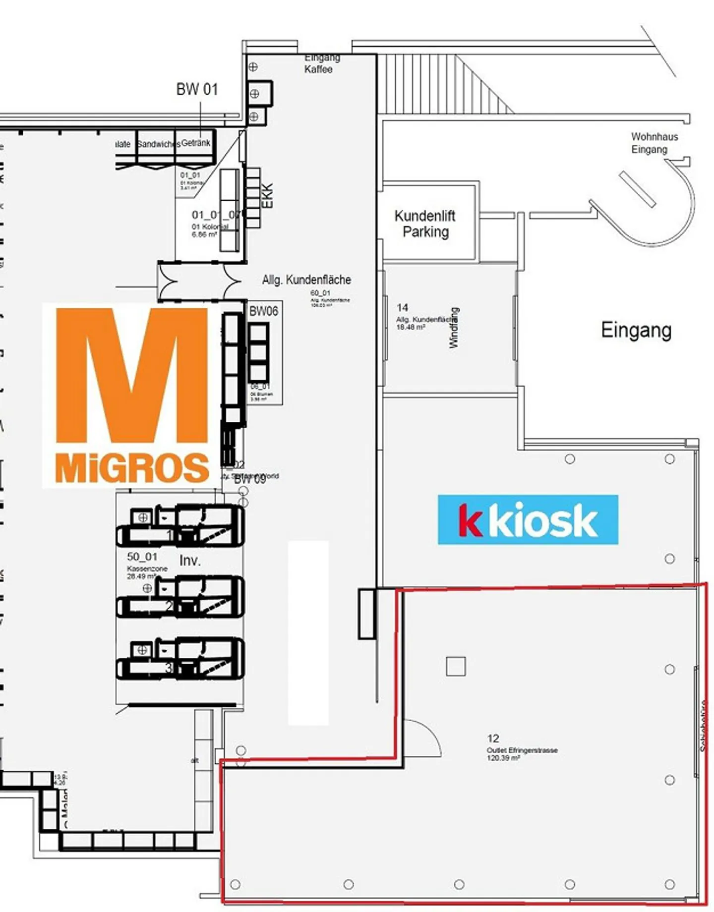 Espace de vente attrayant avec grande vitrine chez Migros - Photo 6 sur 6