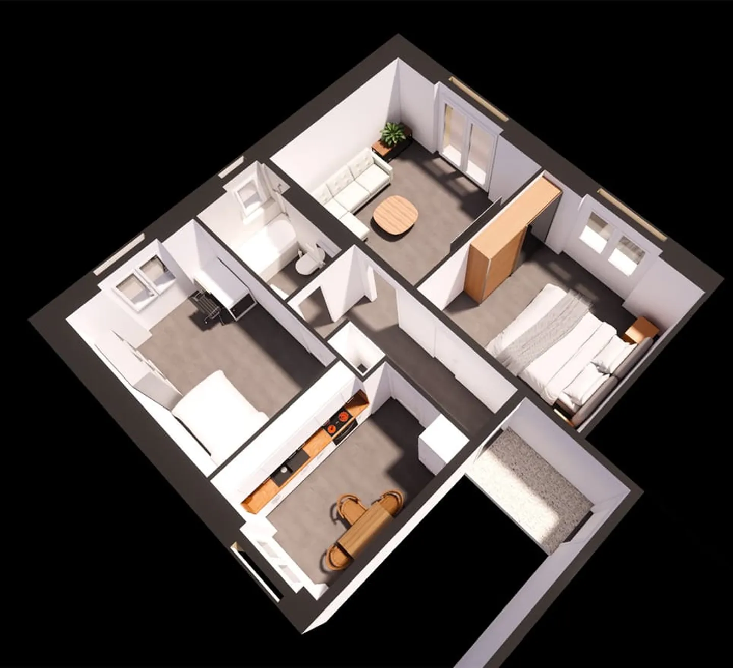 Modernes Apartment mit Balkon - Foto 8 von 9