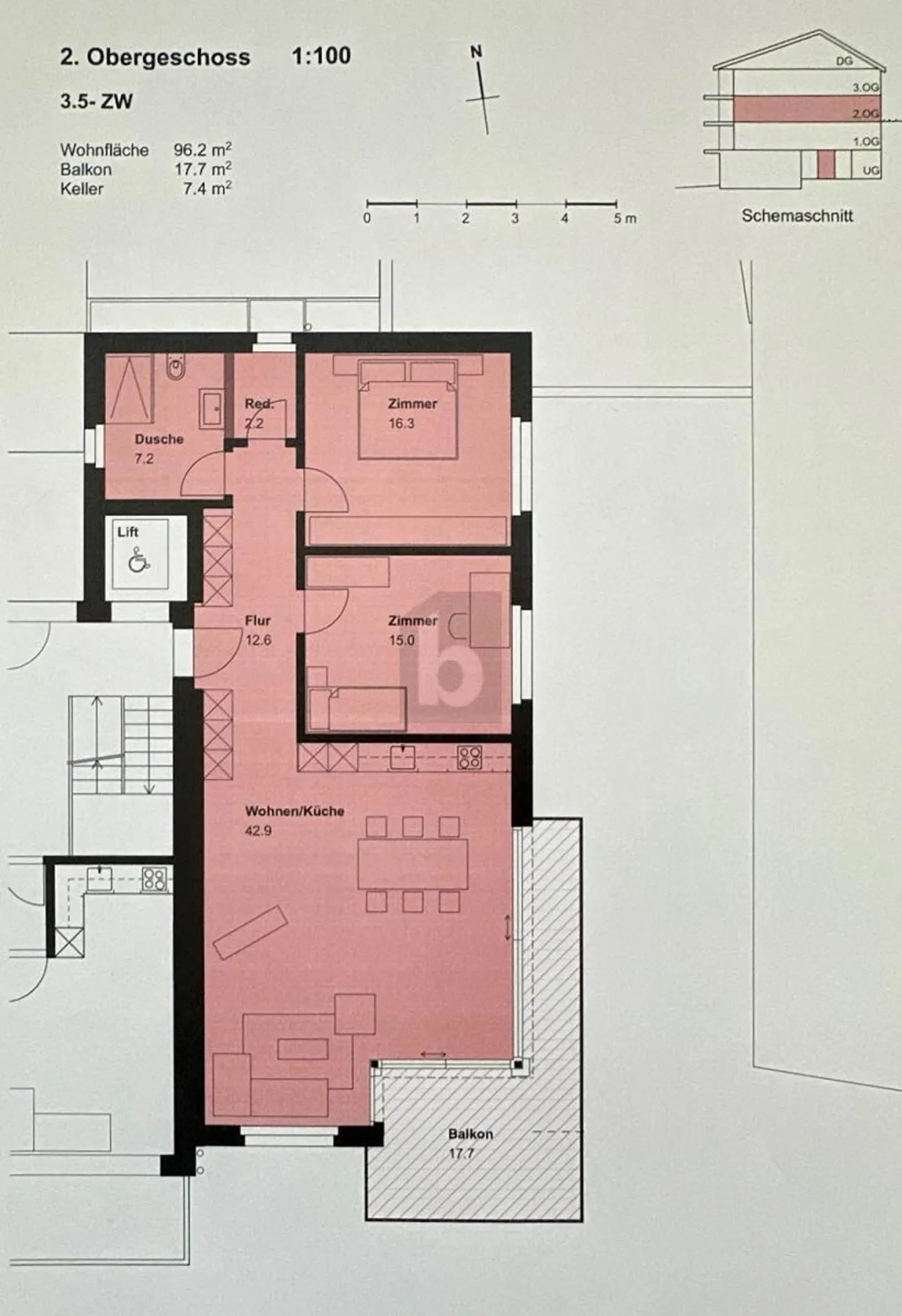 Modernes Apartment mit Bergsicht - Foto 4 von 6