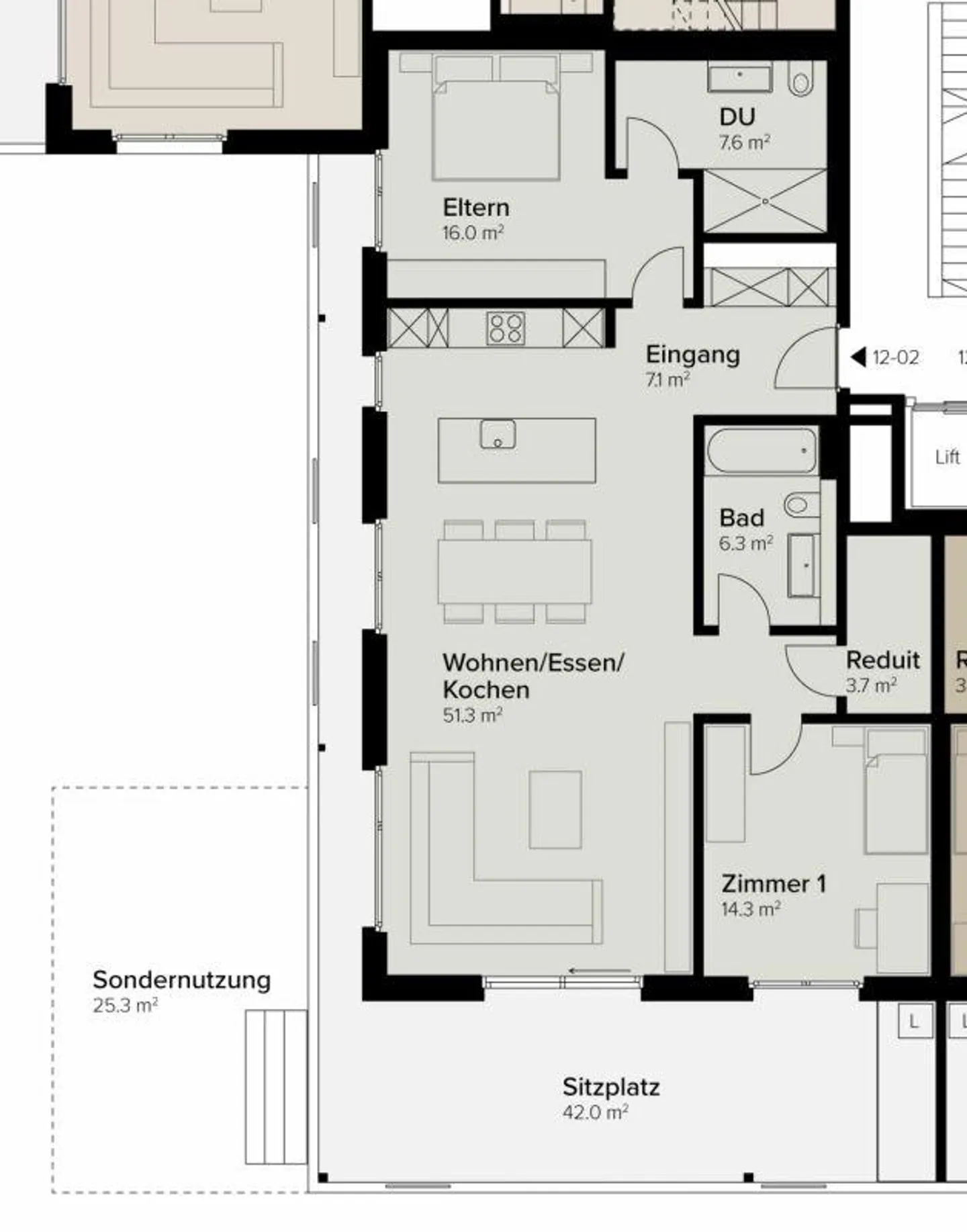 124 m² - 3.5-room garden apartment with wind protection glazing - Photo 7 of 9