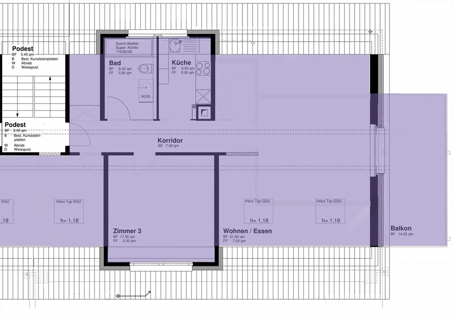 Appartement sous les combles de 3,5 pièces confortable - Photo 7 sur 8