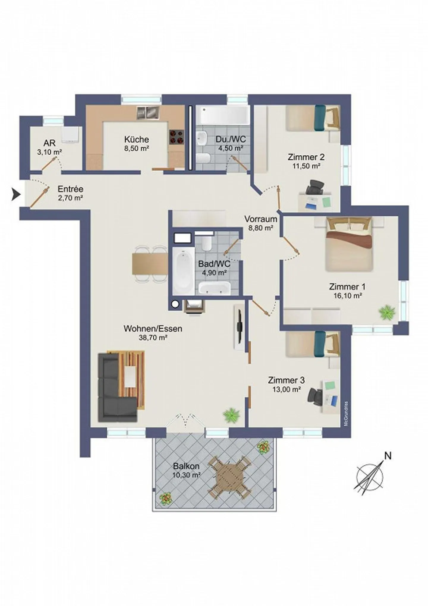 Helle, ruhige 4.5-Zimmerwohnung mit Alpenblick in Wallisellen - Foto 15 von 15