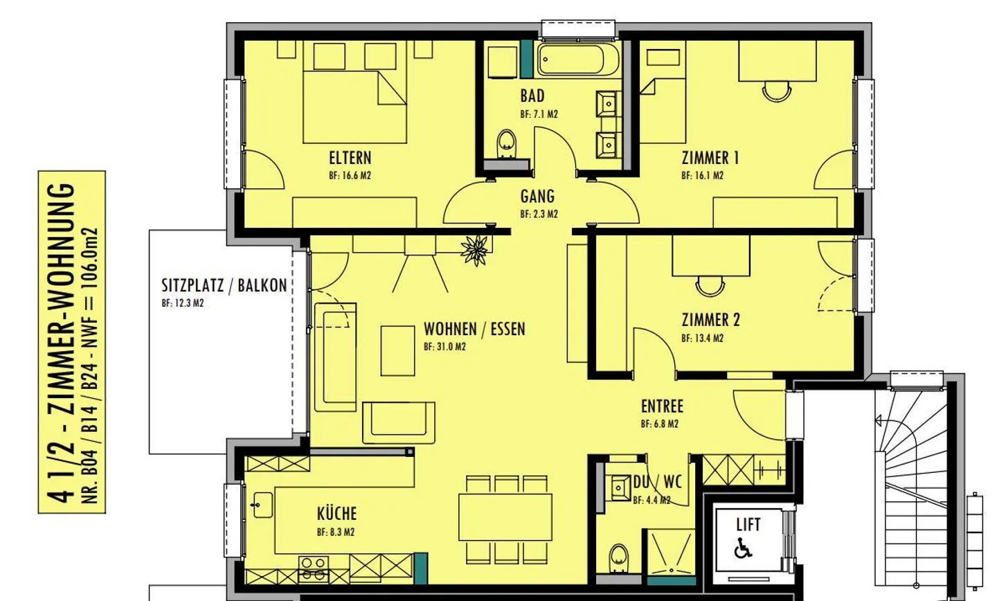 Appartement 4½ pièces dans le parc Schützengarten Oberuzwil - Photo 11 sur 11