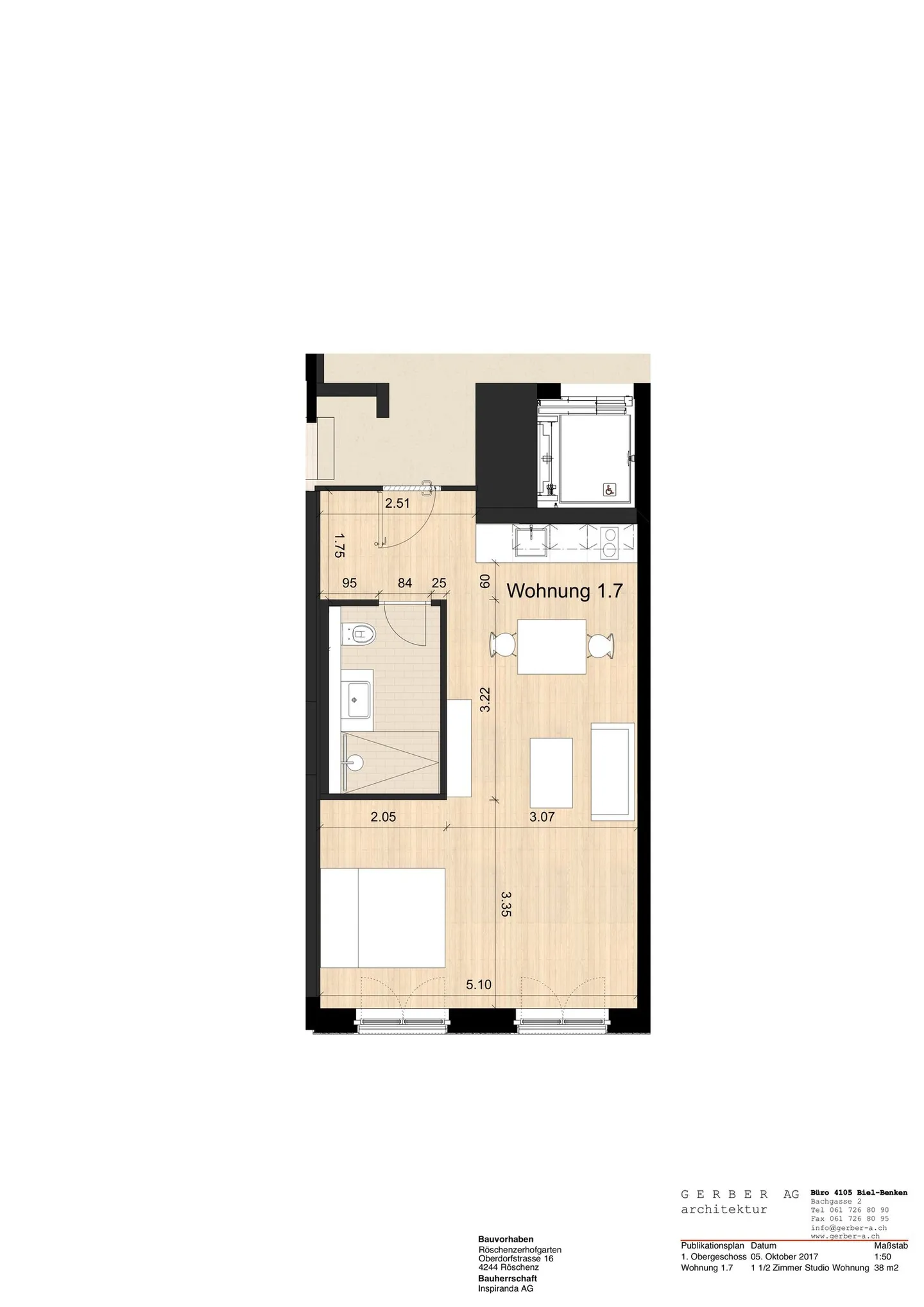 Moderne 1.5 Zi-Studiowohnung - Nr. 1.7 - Foto 8 von 8