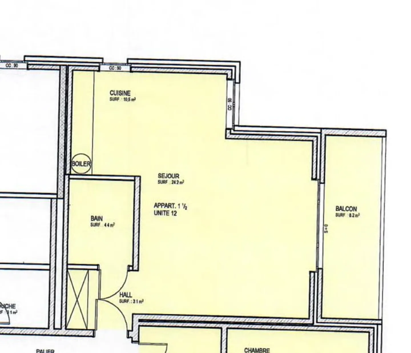 COURTEPIN 1.5 ROOMS OF 47.2M², COVERED BALCONY, UNDERGROUND PARKING, CELLAR - Photo 7 of 7