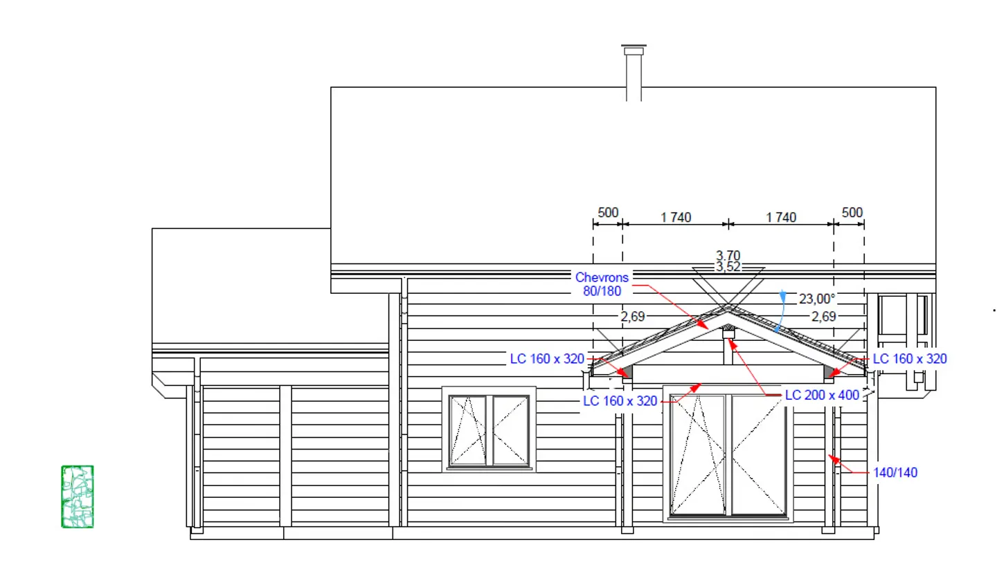 Moderne Holzhütte mit thermisch beheizten Balken, Garage, Terrasse und Garten - Foto 8 von 16