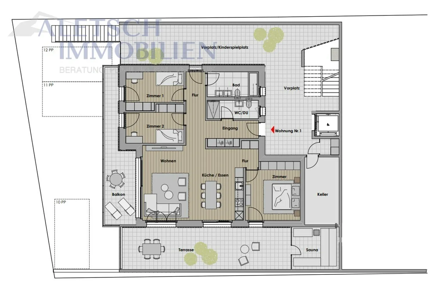 For sale, 4.5 room ground floor new apartment in Staldenried - Photo 7 of 8