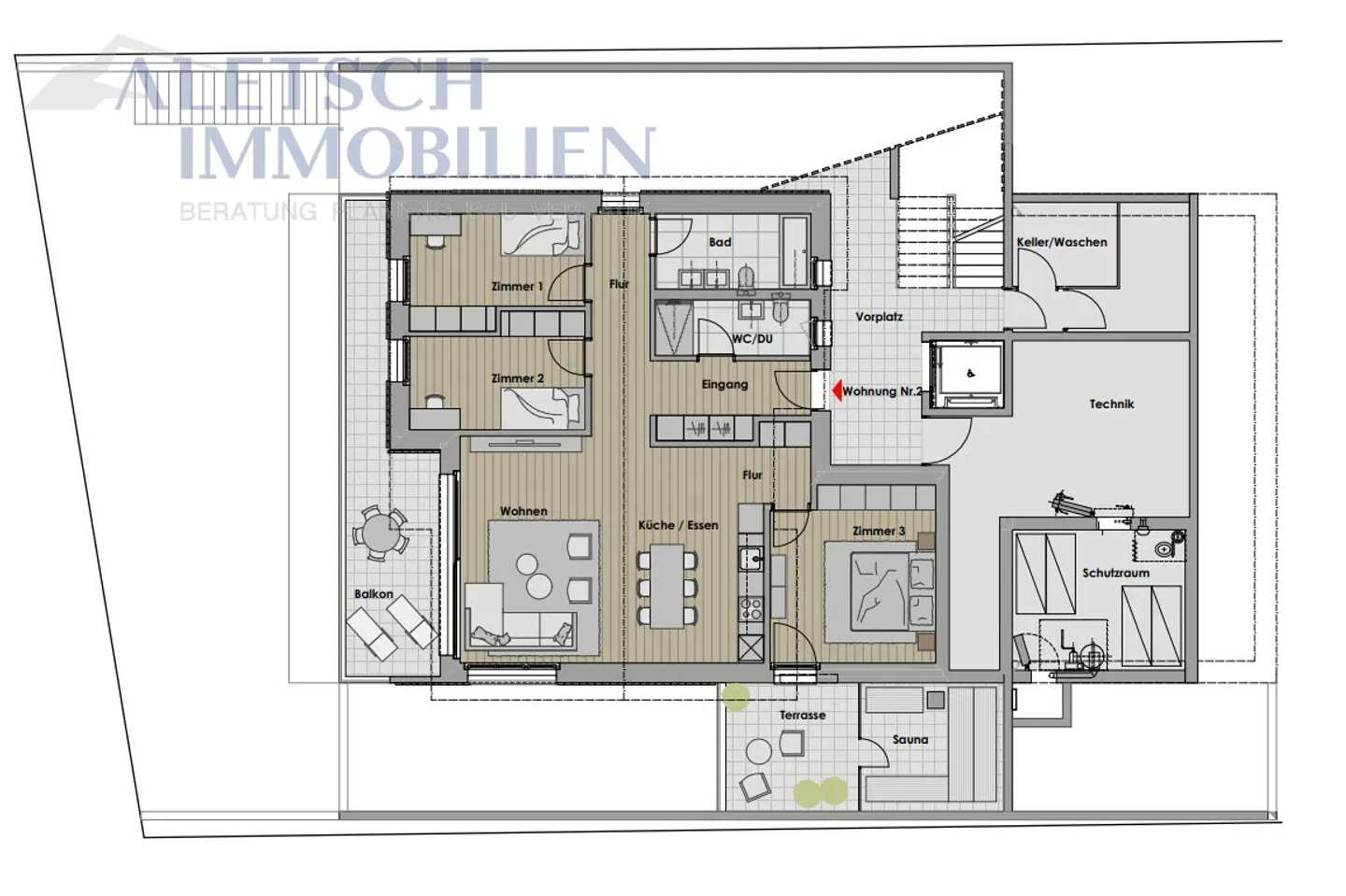 For sale, 4.5 room new apartment 1st floor in Staldenried - Photo 7 of 8
