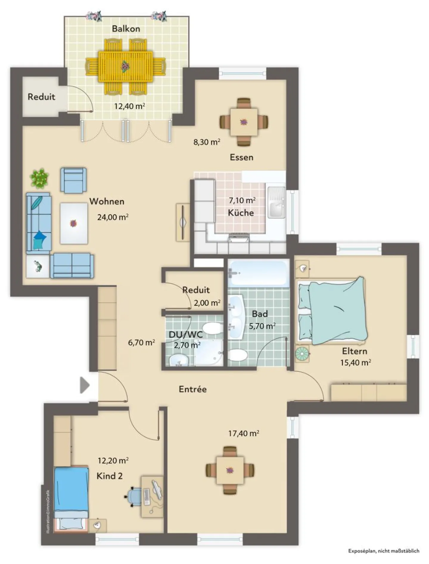 Appartement attrayant de 4½ pièces avec grand balcon - Urtenen-Schönbühl - Photo 11 sur 11