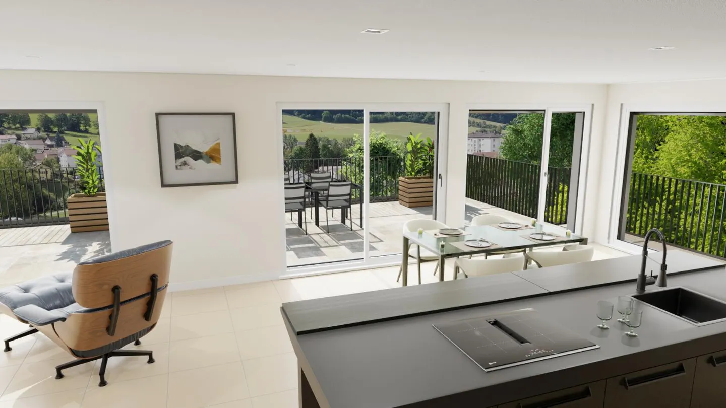 Duplex-Villa mit 73 m² Terrasse in Vallorbe - Foto 2 von 3