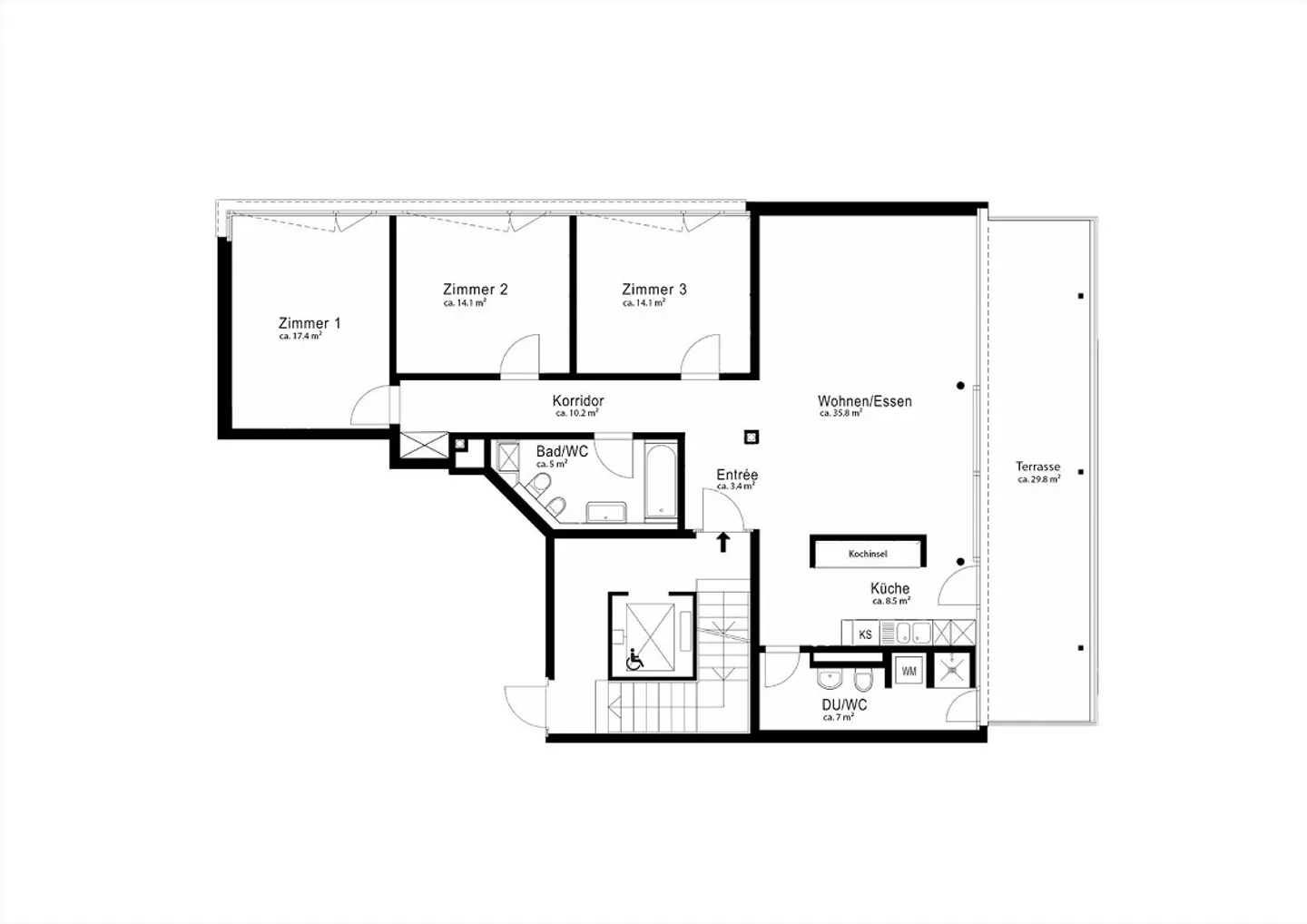 Modernes Apartment mit Terrasse - Foto 6 von 11