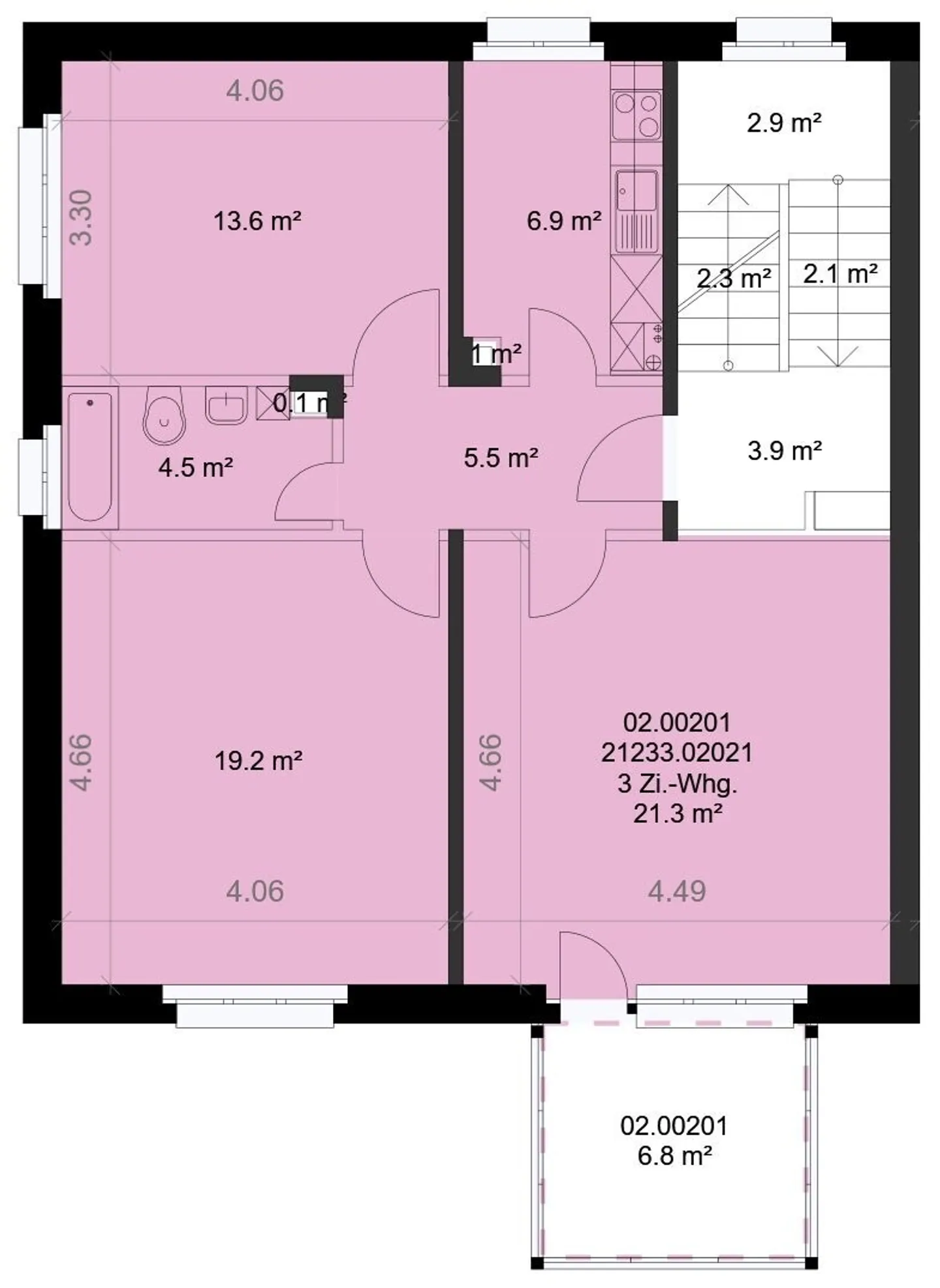 Helles 3-Zimmer-Apartment mit Balkon - Foto 7 von 7