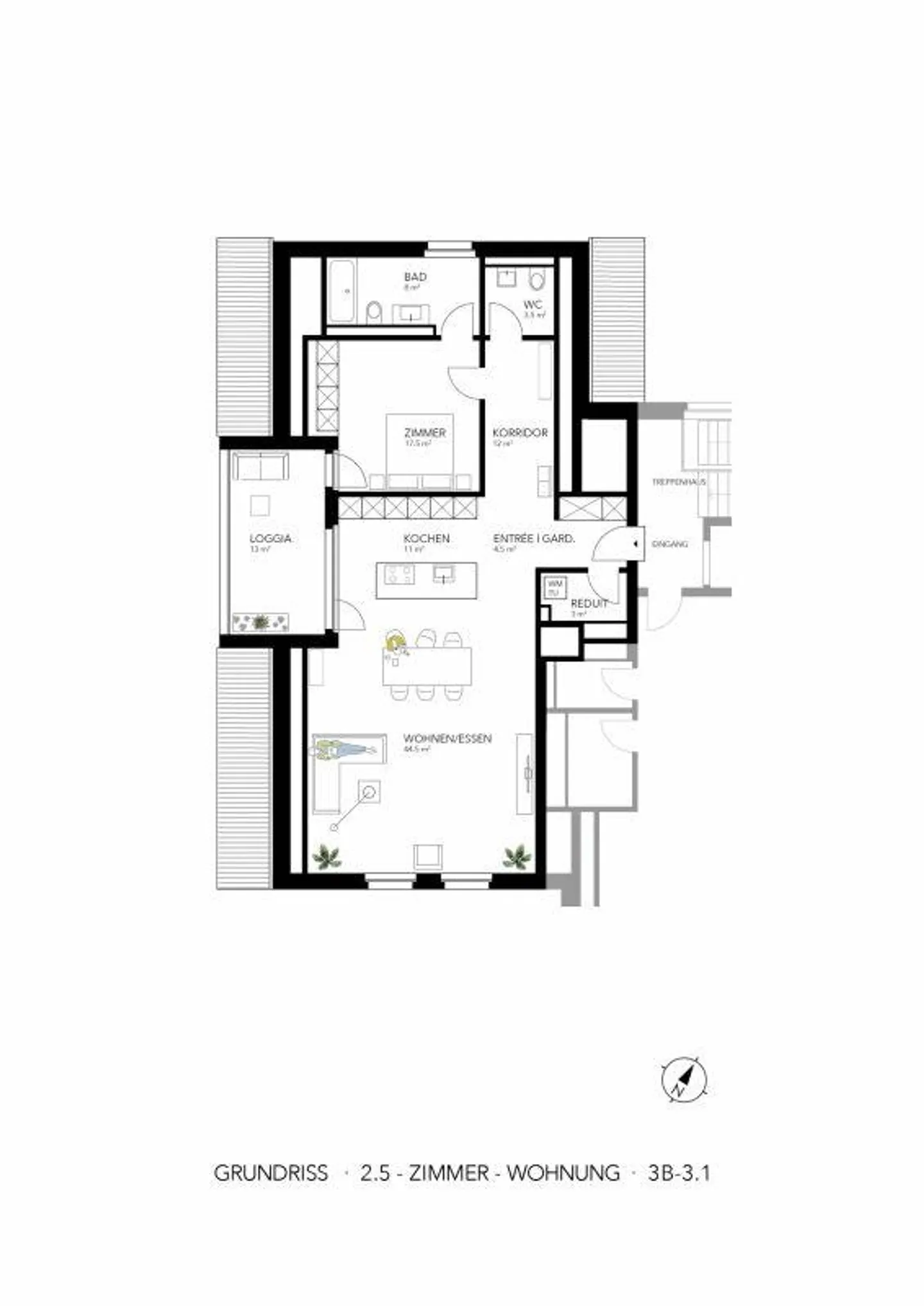Luminoso appartamento attico di 2,5 stanze con sensazione di loft e loggia sud-ovest in prima occupazione - Foto 5 di 6