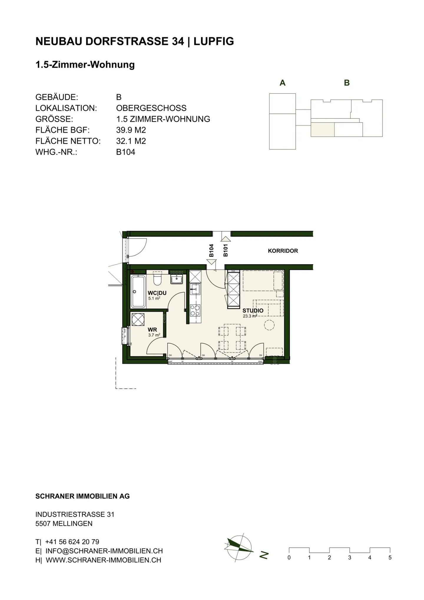 Appartamento 1,5 locali a 5242 Lupfig con lavanderia privata - Foto 4 di 6