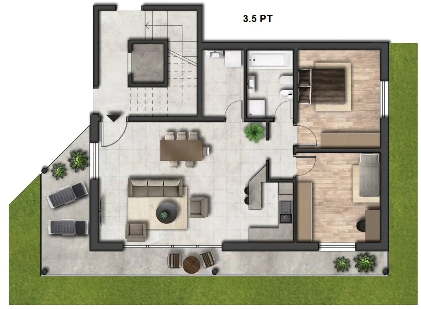 3.5 ROOMS APARTMENT WITH GARDEN - Photo 7 of 8