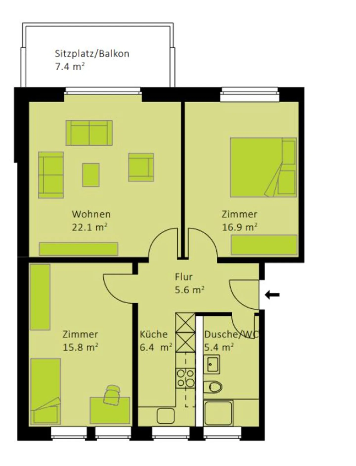 Helle 3-Zimmer Wohnung in Meilen - Foto 7 von 7