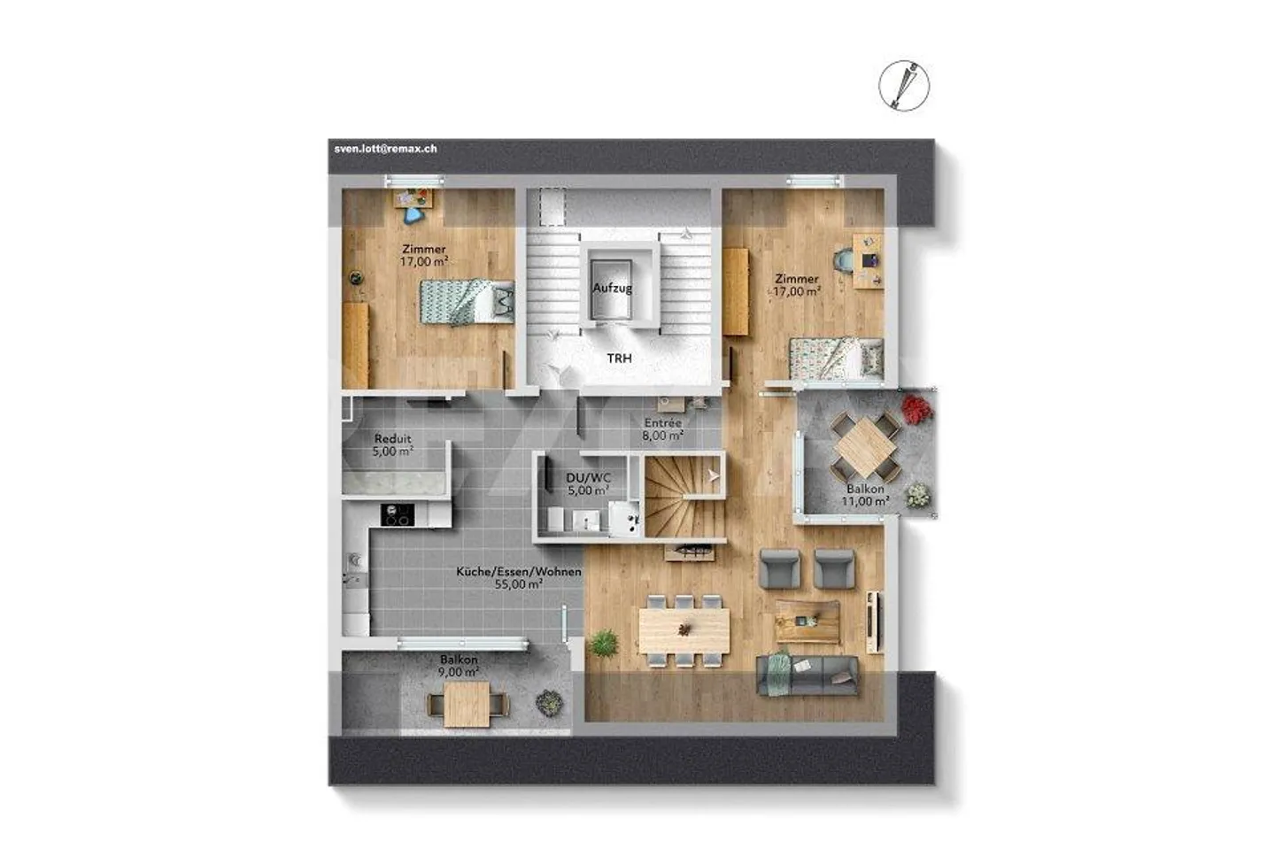 4 ½-Room Maisonette Apartment, Bright, Modern and with Two Balconies - Photo 12 of 13