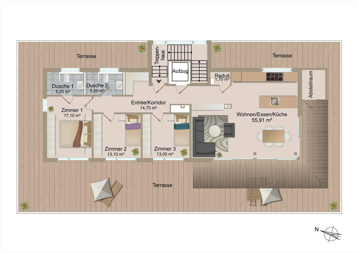 Vie en penthouse exclusive : rêve de 4,5 pièces avec terrasse sur le toit de 175 m² - Photo 13 sur 13
