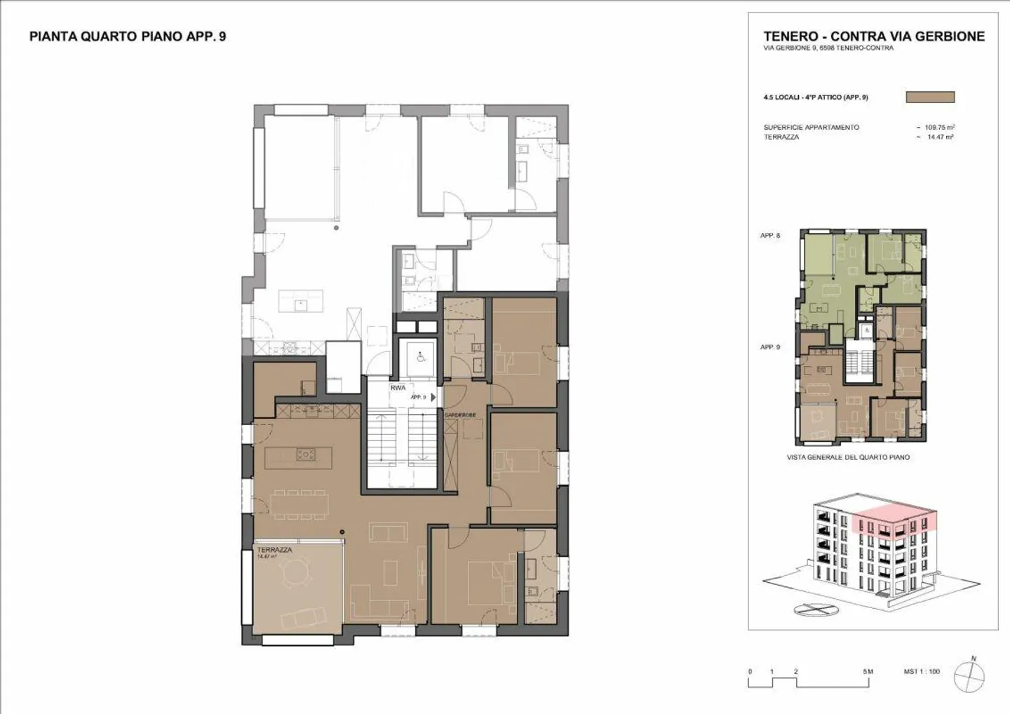 Residenza Gerbio - App. 9 - 4,5 stanze - 4° piano - Foto 2 di 5