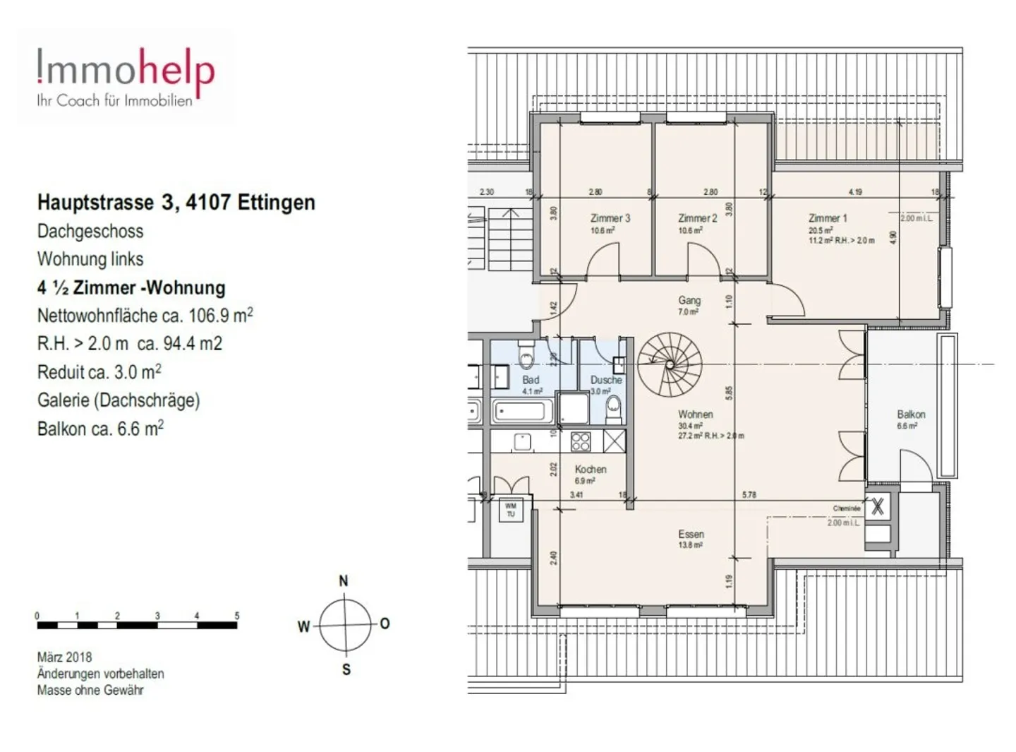 Helle Dachwohnung an zentraler Lage, Nähe Bhf. Ettingen - Foto 7 von 7