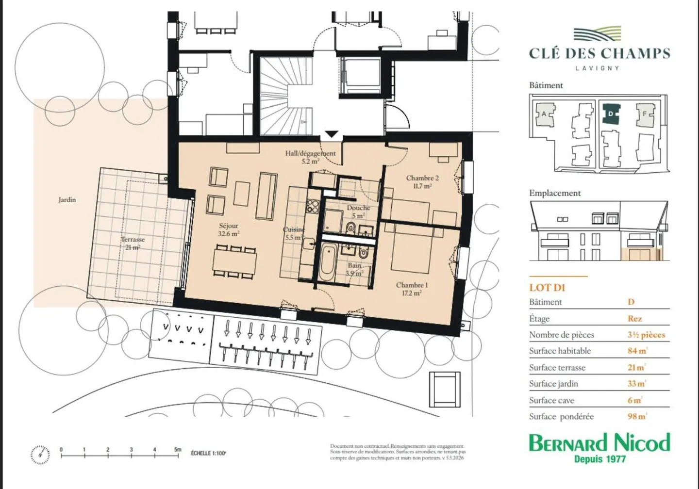 3.5-room apartment with garden and terrace of 54 m² - Photo 1 of 10