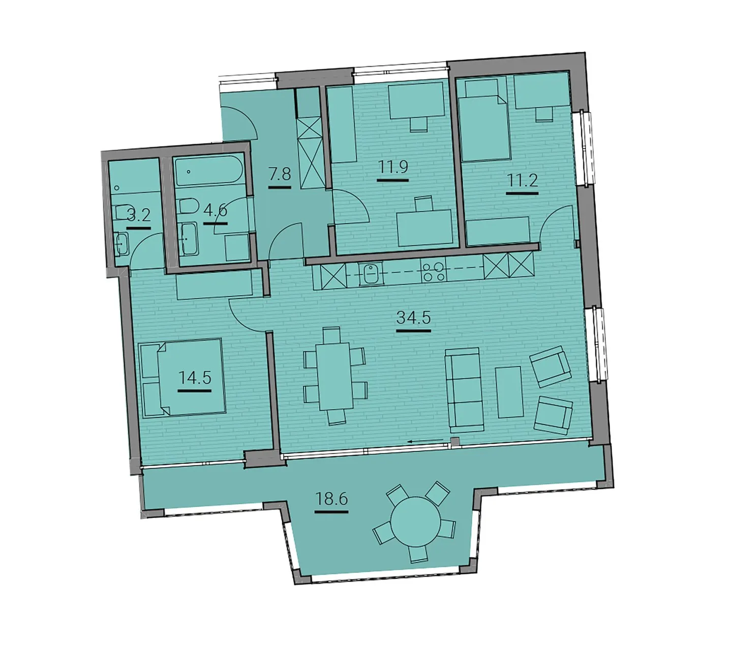 Moderne Wohnung mit Bergblick - Foto 5 von 6