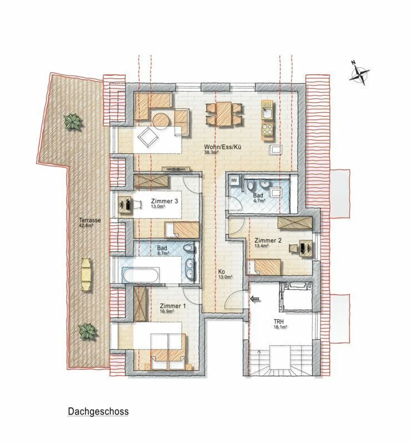 NOUVEAU : Penthouse avec 4,5 pièces et vue sur la verdure - Photo 11 sur 11