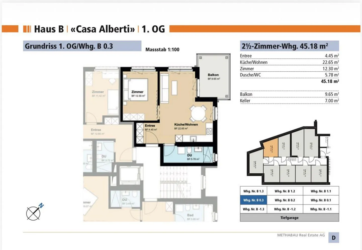Appartement moderne de 2,5 pièces dans le développement « Casa Alberti » (Maison B) - Photo 1 sur 6