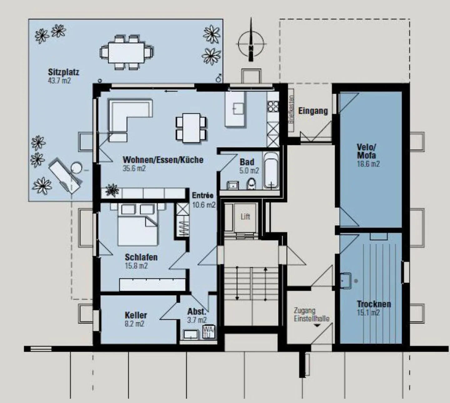 2.5 room apartment with patio - Photo 8 of 8