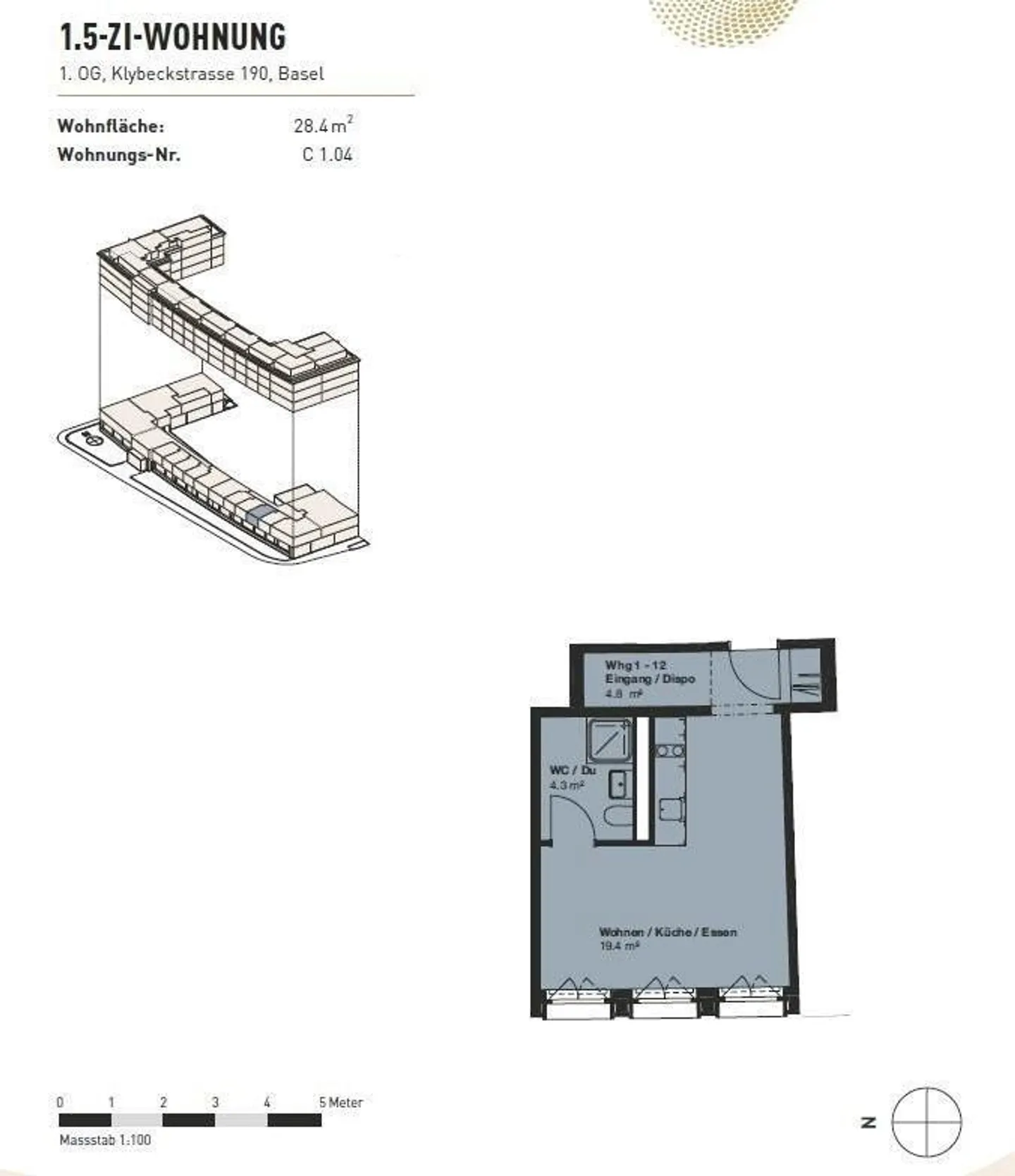 Appartamento moderno 1.5 stanze nel quartiere Klybeck - Foto 5 di 5