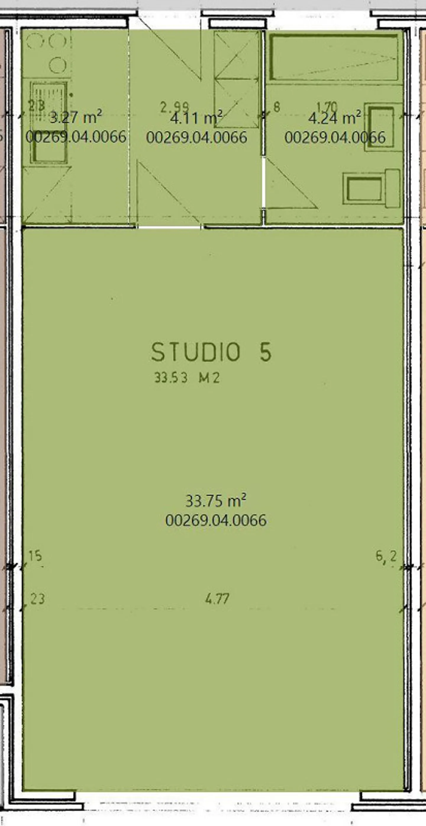 Geräumiges Studio im Erdgeschoss - Foto 4 von 4