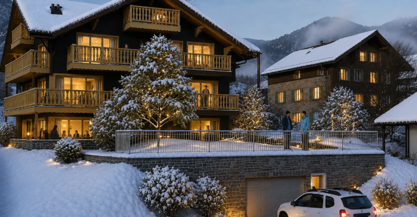 Chalet de charme, terrasse Sud 44 m² et vue alpine dégagée _ LOT 1 : Un 3.5 Pièces Rare - Photo 2 of 7