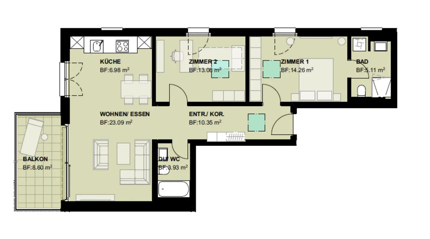 Neubau 3.5-Zimmerwohnung mit Balkon - Foto 2 von 13