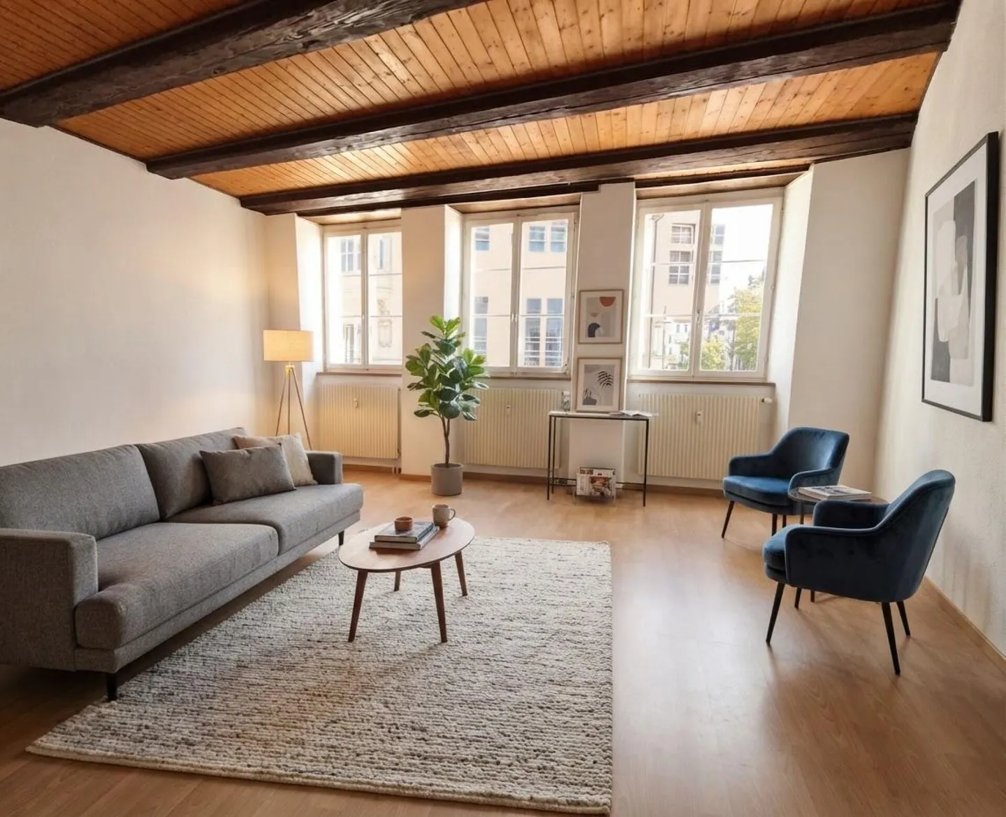 DUPLEX DI 2.5 STANZE CON TRAVI A VISTA NEL CUORE DELLA VECCHIA CITTÀ DI BIEL - Foto 1 di 4