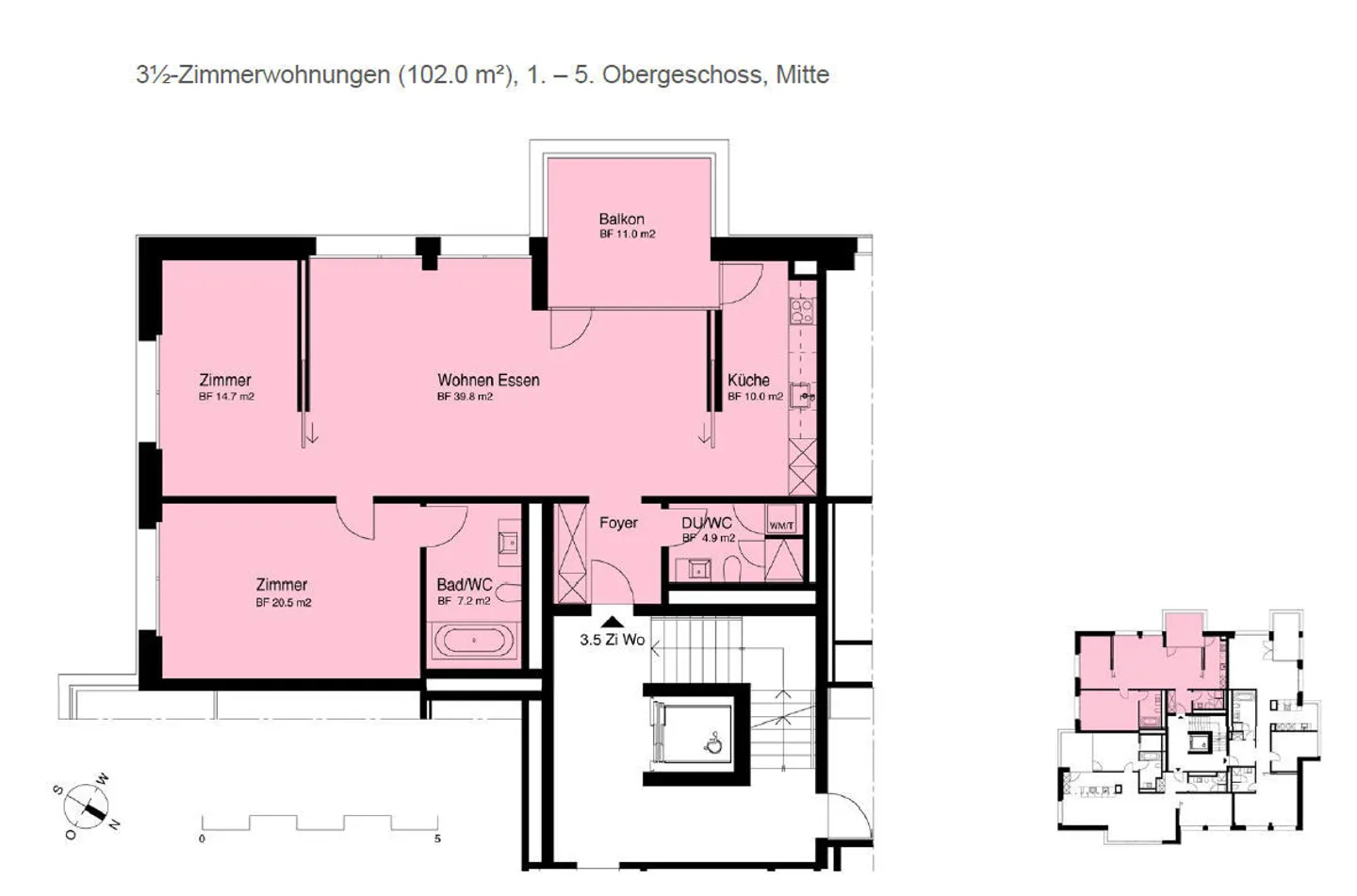 3.5-room apartment in Seefeld, 102 m2, 5th floor - Photo 6 of 6