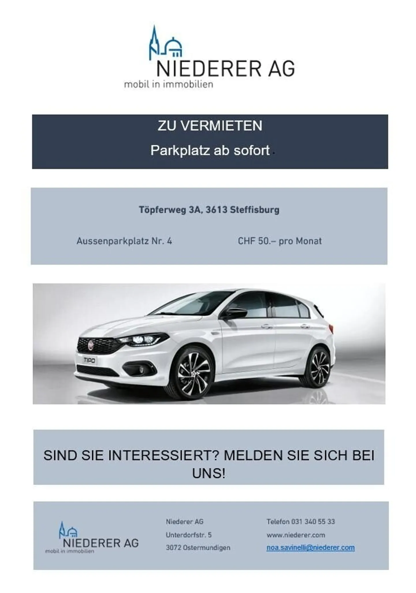Posto auto esterno disponibile immediatamente - Töpferweg 3A Steffisburg - Foto 1 di 2