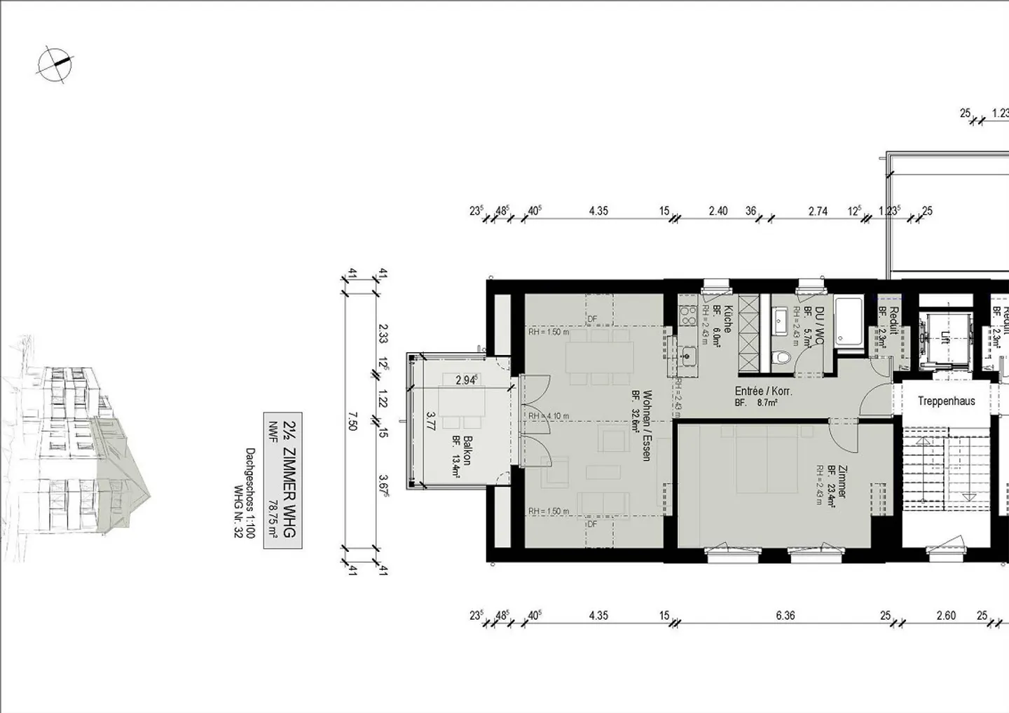 Grosszügige 2.5-Zimmer-Dachwohnung mit Balkon in Nebikon - Foto 7 di 7