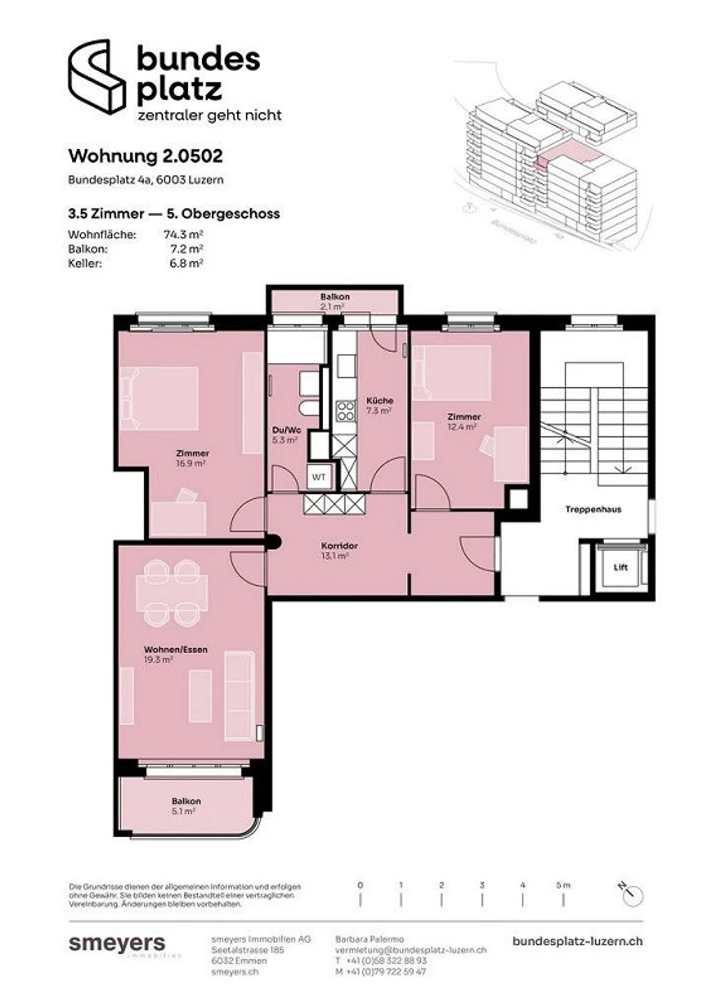 Appartement exclusif de 3,5 pièces avec vue au Bundesplatz de Lucerne - Photo 11 sur 12