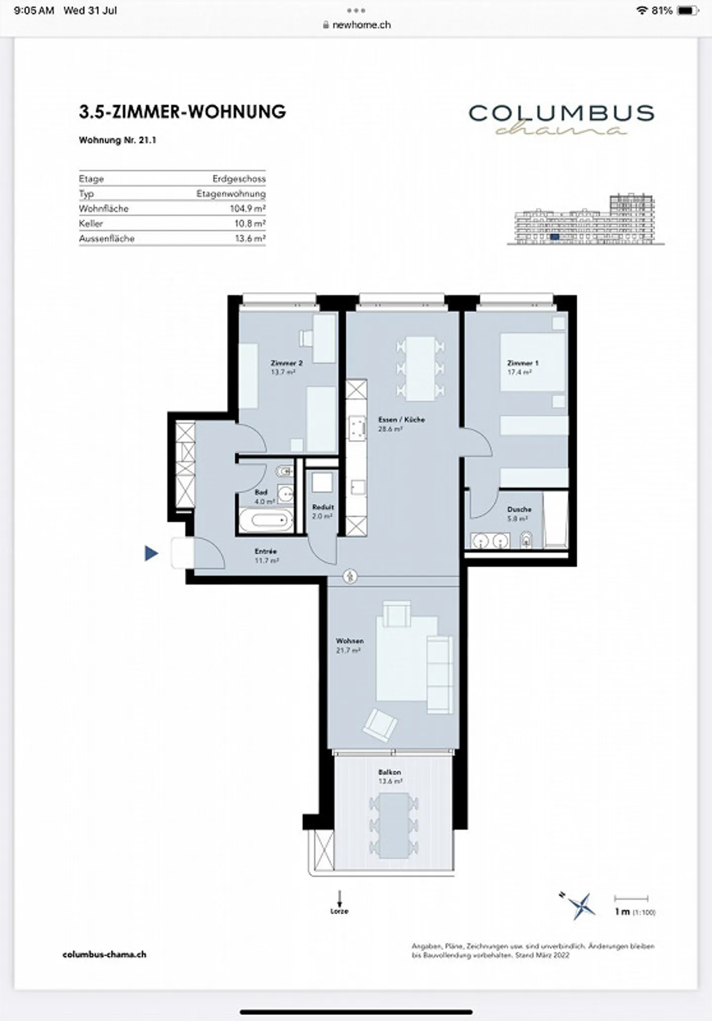 Appartamento 3.5 locali Costruzione Nov 2024, 105m2, 2.8M di altezza, in CH-6330 Cham-Zug - Foto 10 di 10