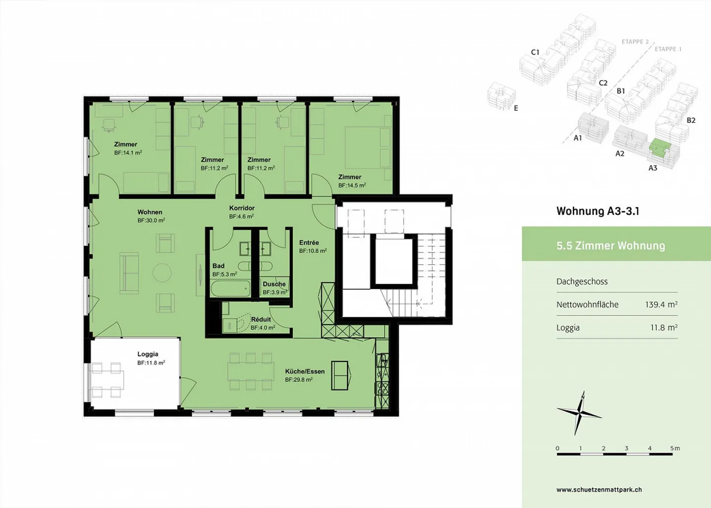 Geräumige 5.5 Zimmer Wohnung - Foto 6 von 7