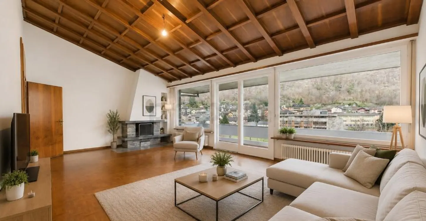 Lumineux appartement de 8 pièces dans une villa bifamiliale avec grand jardin à Giornico - Foto 1 von 12