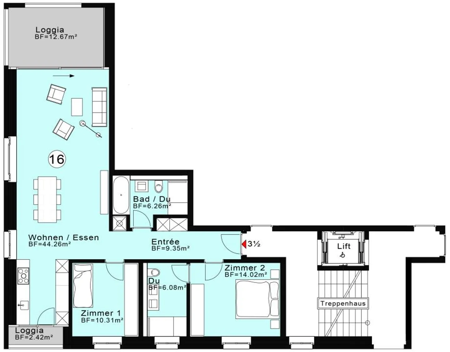 Beautiful 3.5-room apartment with a magnificent view location - Photo 7 of 7