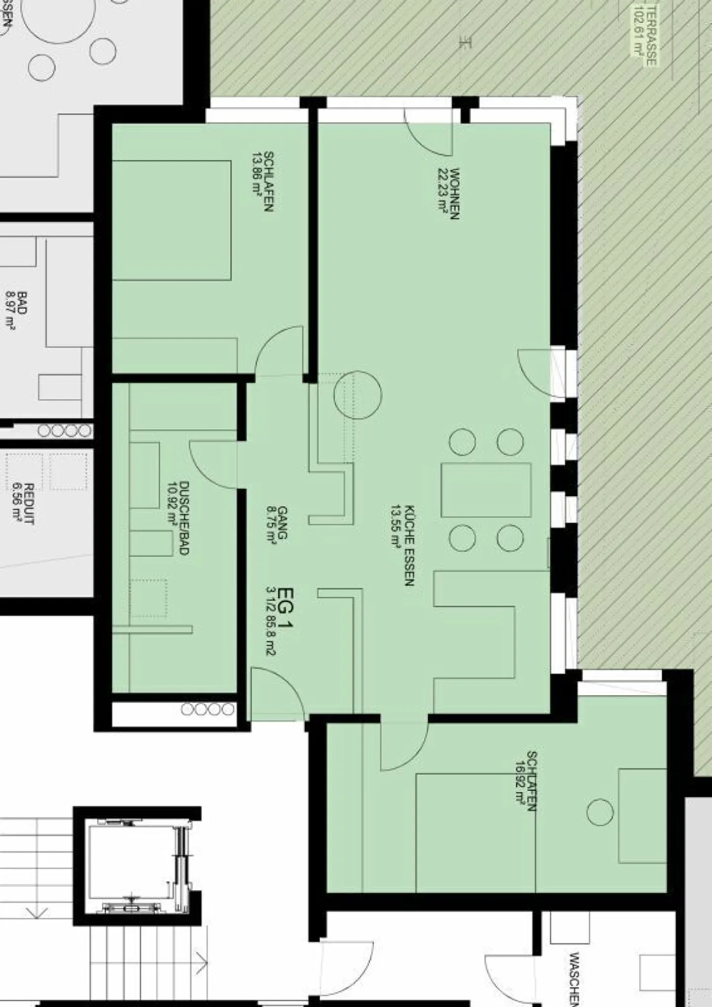 Appartement 3½ pièces avec 102m² d'espace extérieur / Emplacement parfait à Schiers - Photo 3 sur 4