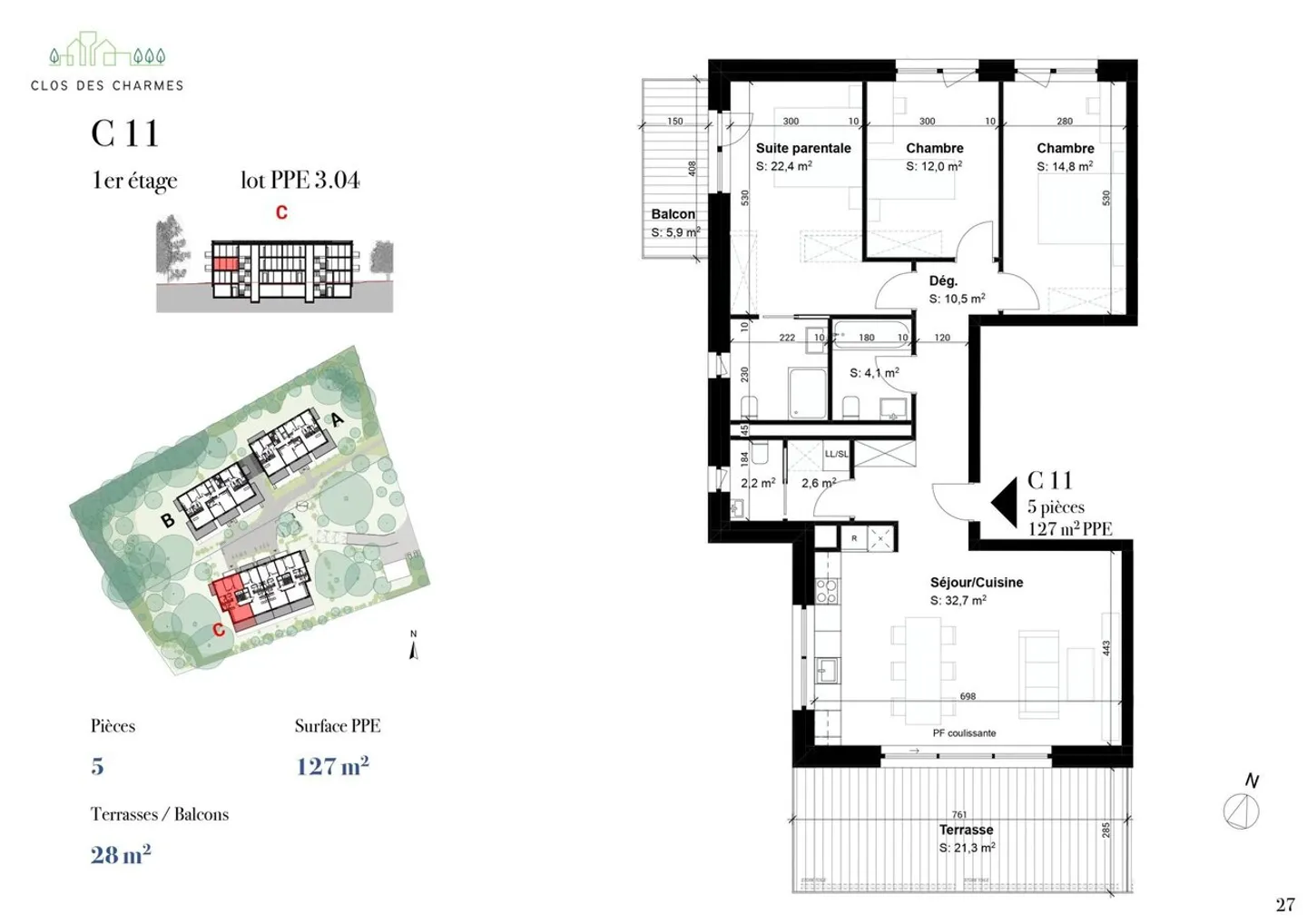 Promozione LE CLOS DES CHARMES | 5 stanze C.11 al primo piano - Foto 8 di 13