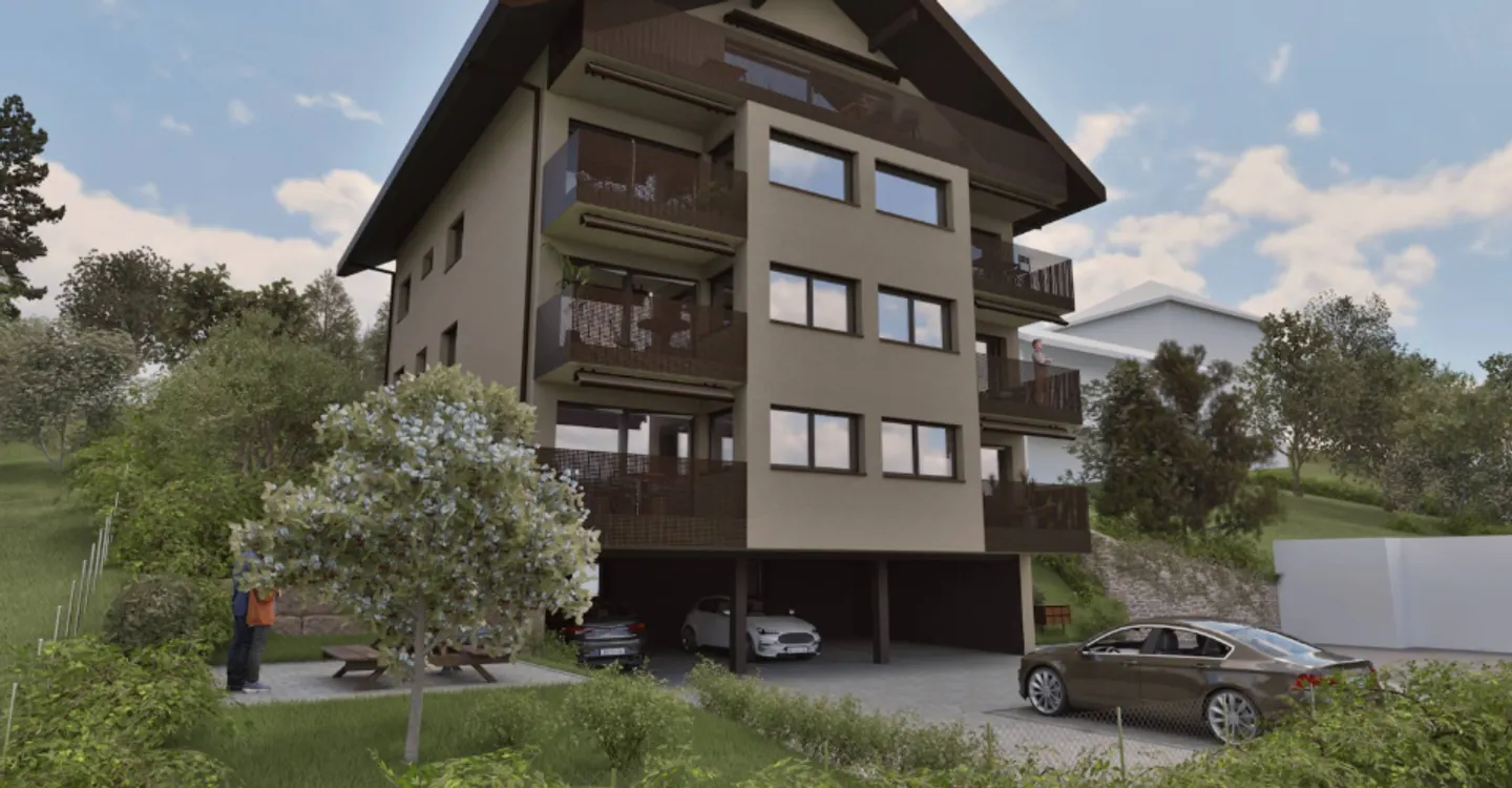 Wunderschöne neue 4½-Zimmer-Wohnung im oberen Erdgeschoss mit 2 Balkonen, privatem Garten und freiem Blick - Foto 2 von 9